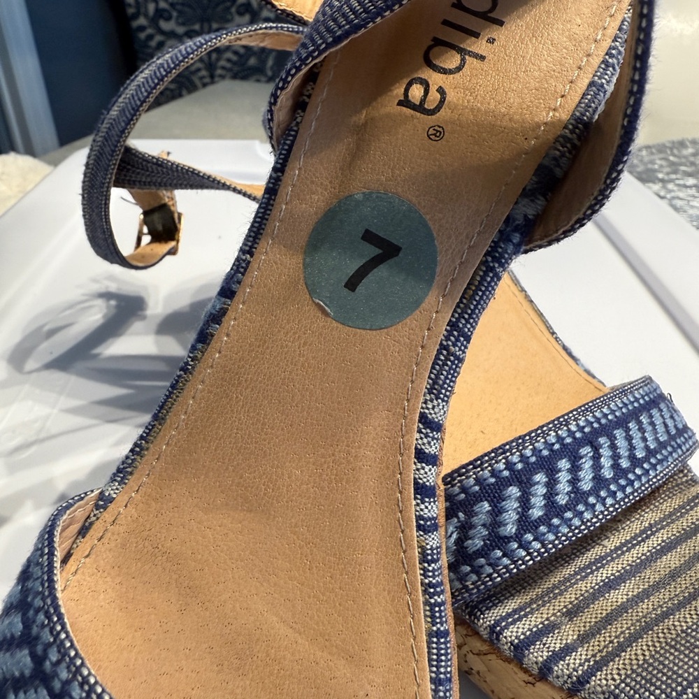 Blue Strappy Wedge Sandals size 7 - Picture 2 of 14